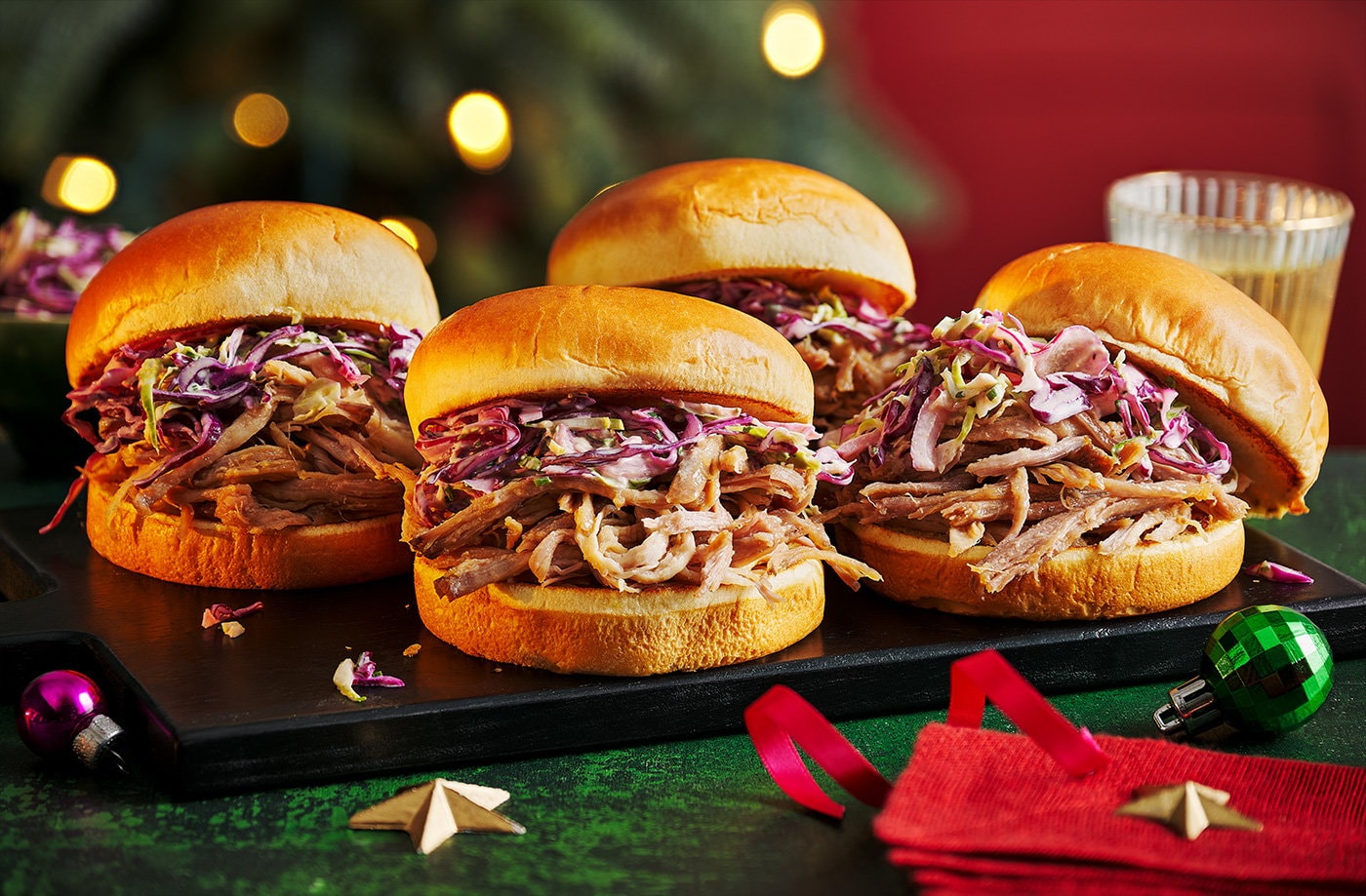 Slow-cooked festive pulled pork buns