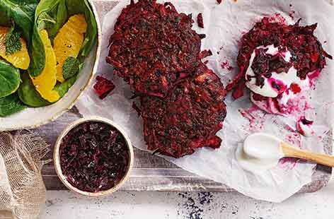 Image of "Beetroot and chickpea fritters"