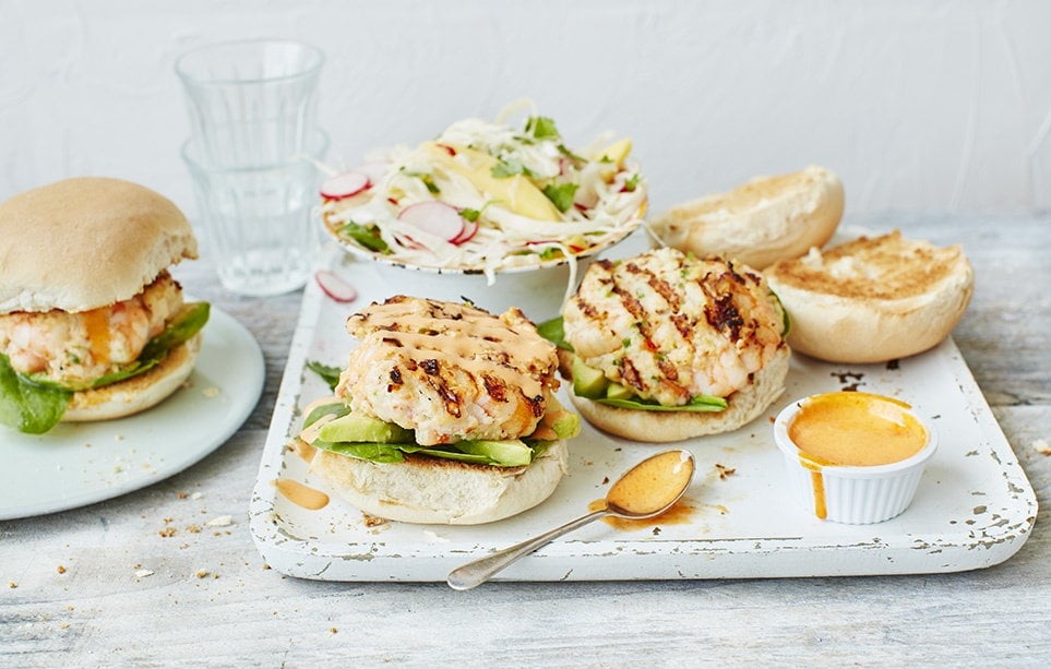 Spicy Thai prawn burgers