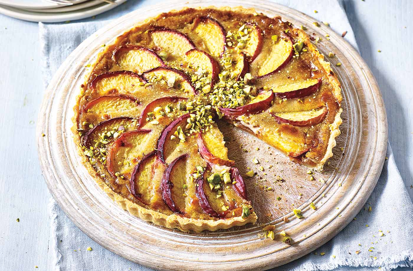 Peach custard tart