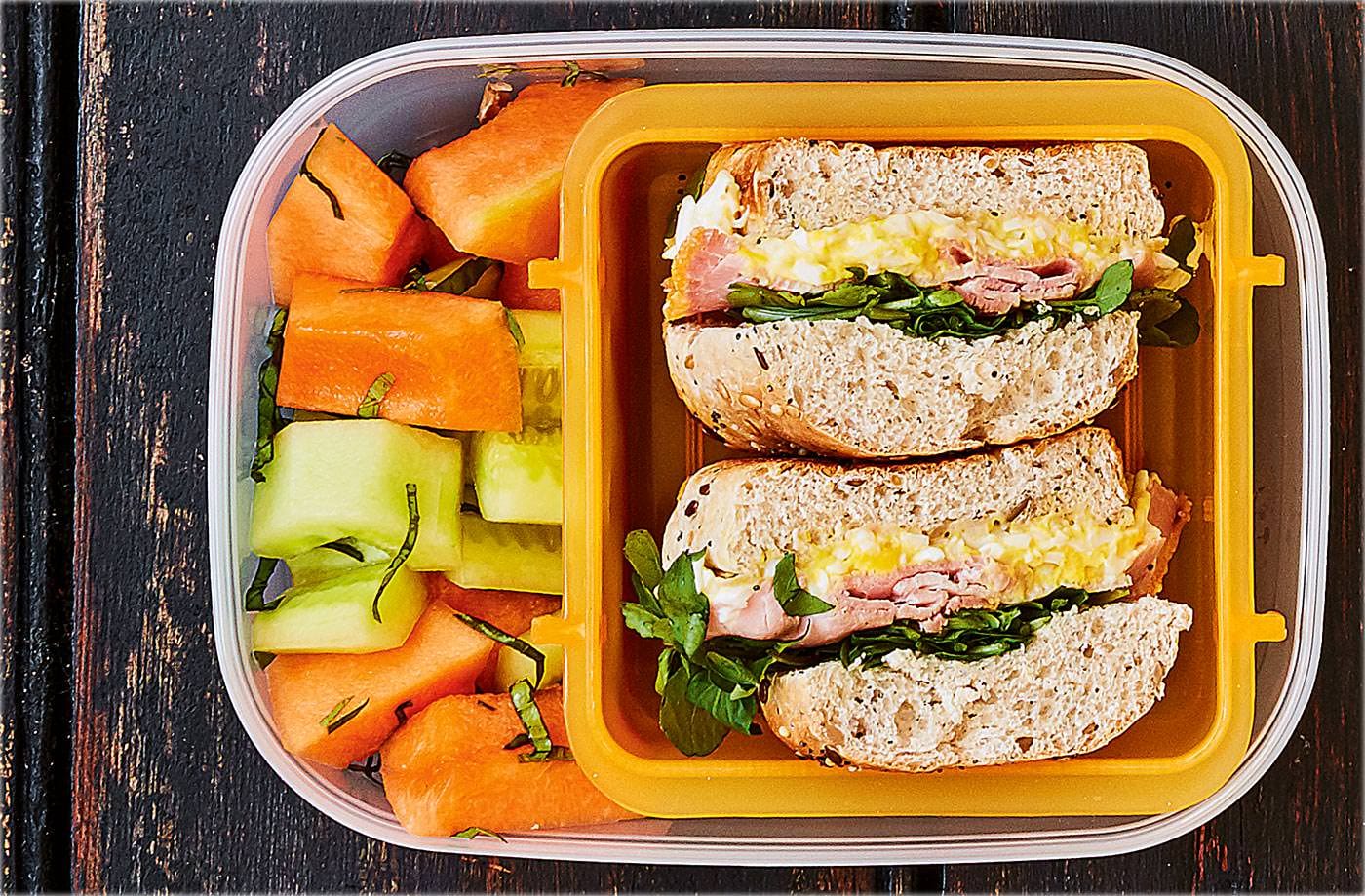 Egg mayo, ham and watercress sandwich