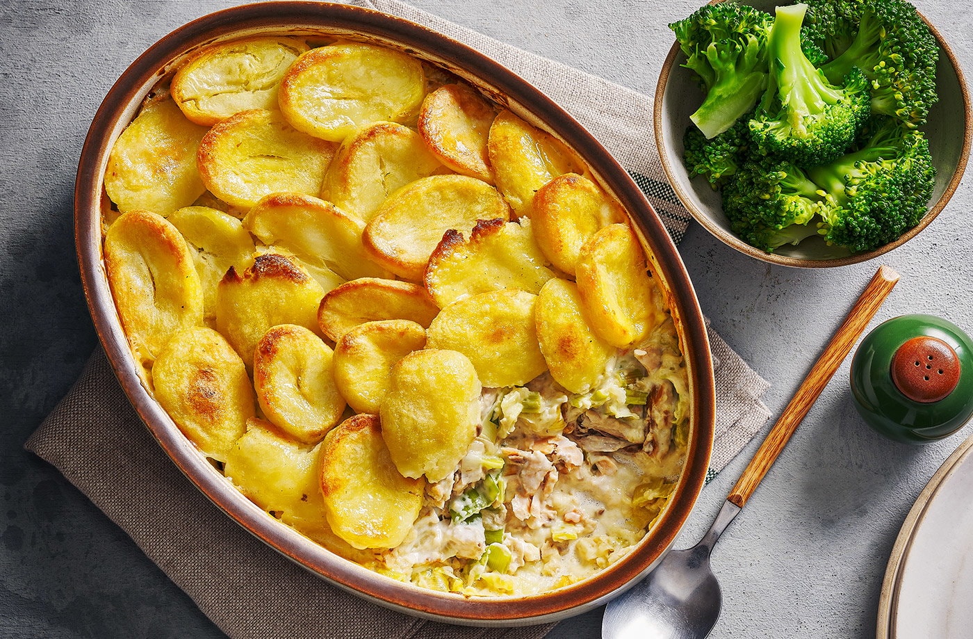 Roast potato-topped fish pie