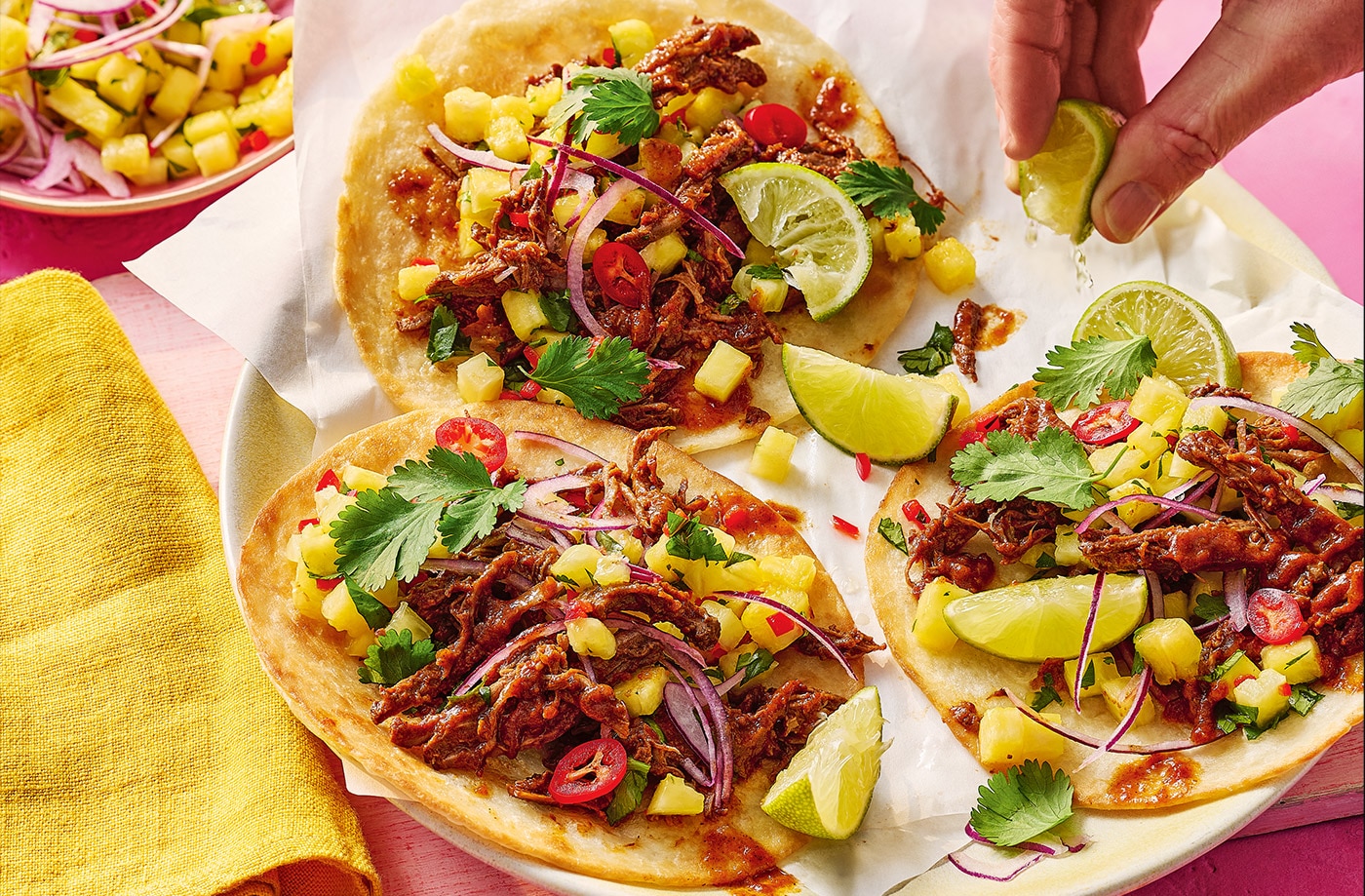 Pulled-beef tostadas