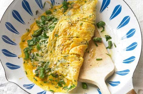 Image of "Asparagus, herb and gruyère omelette"