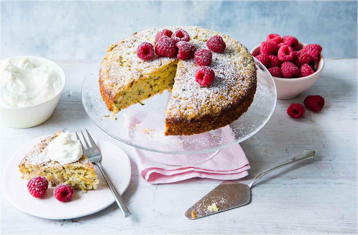 Almond, rosemary and courgette cake
