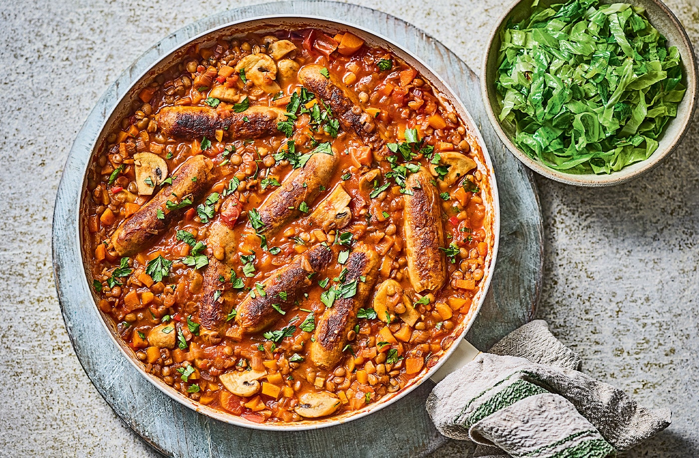 Sausage and lentil cassoulet