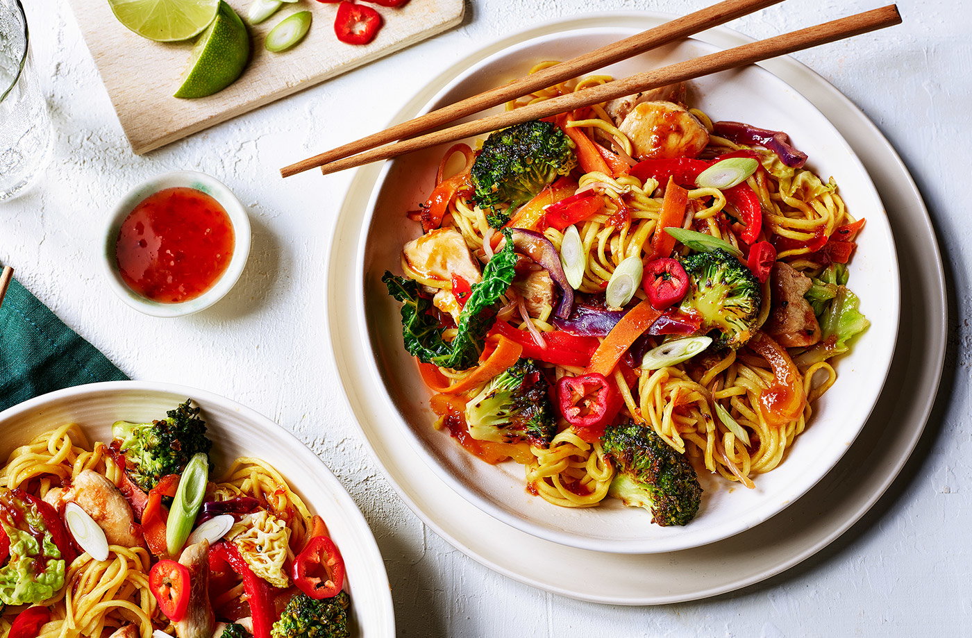 Sweet chilli chicken and broccoli noodles