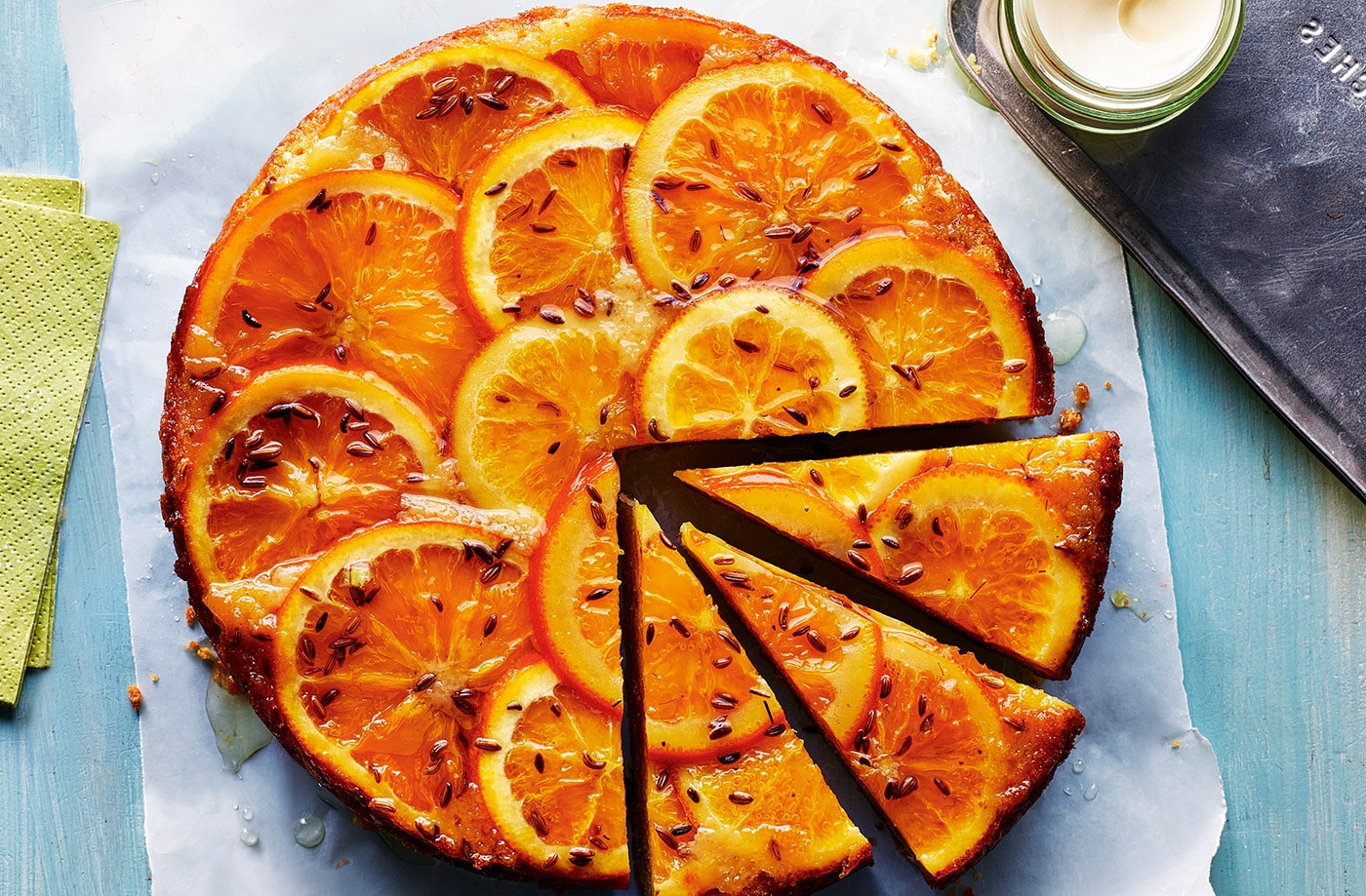 Orange and fennel upside-down cake
