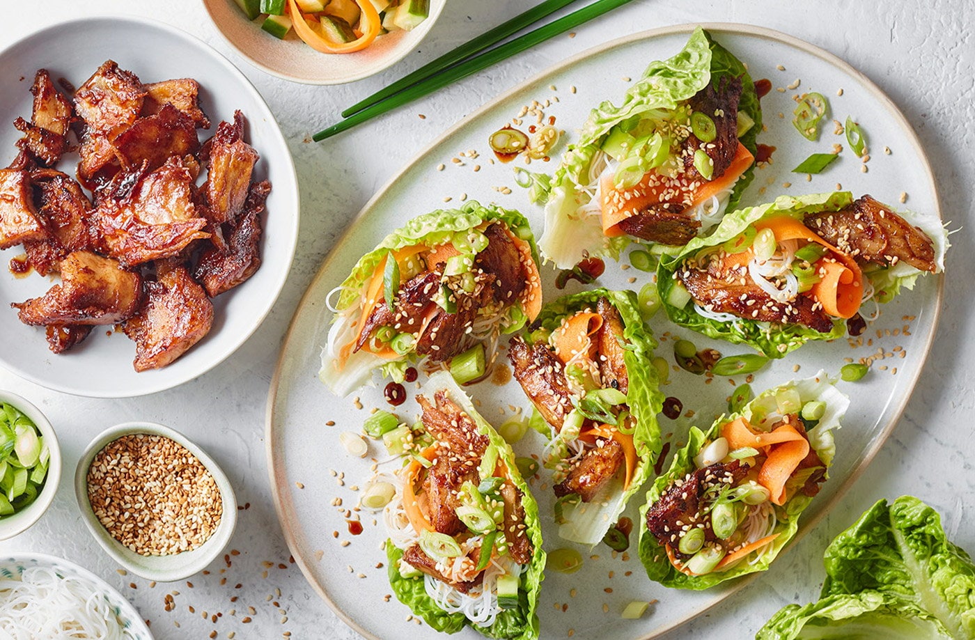 Teriyaki-style vegan 'chicken' lettuce cups