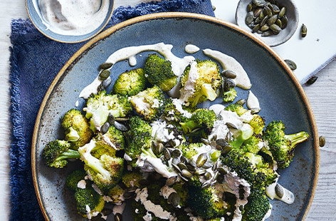 Image of "Roasted broccoli with spiced yogurt"
