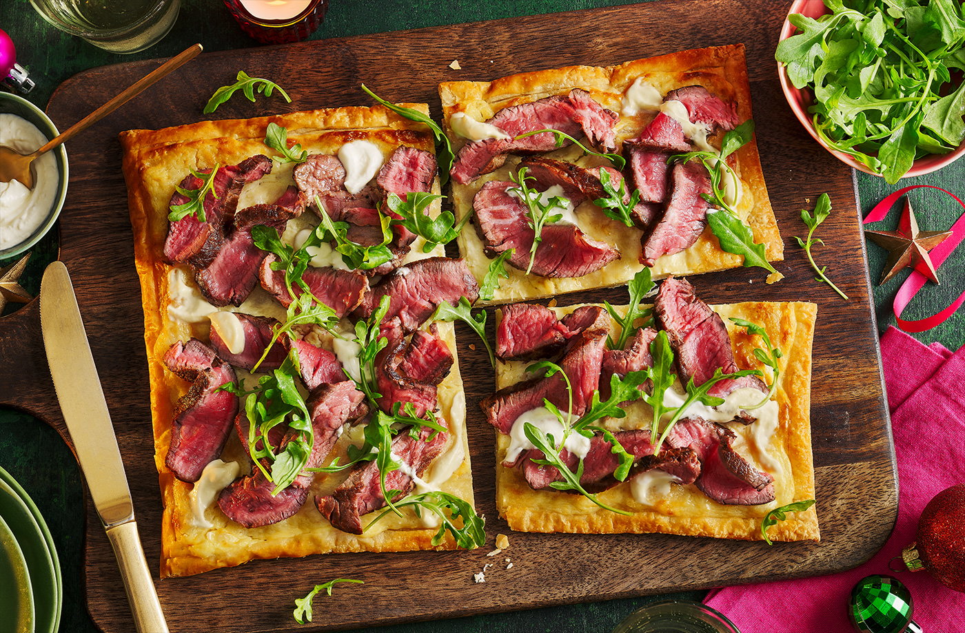 Beef and horseradish tart