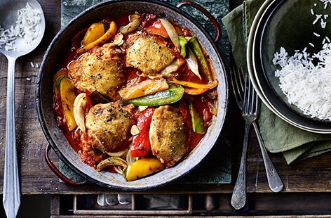 Image of "Spanish-inspired chicken and peppers one-pot"