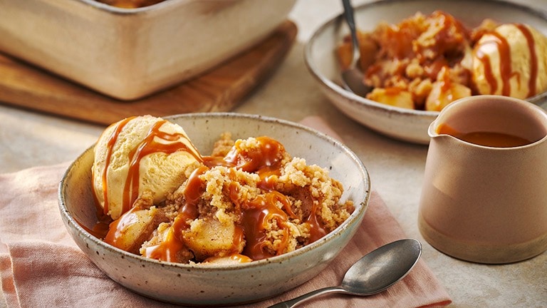 Miso caramel apple crumble