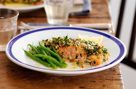 Lemon and chilli crusted salmon