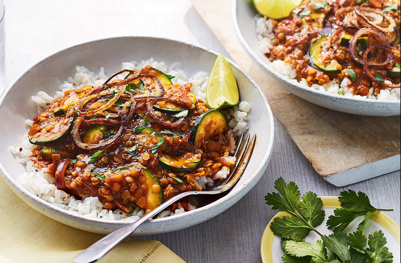Cheat's courgette dhal