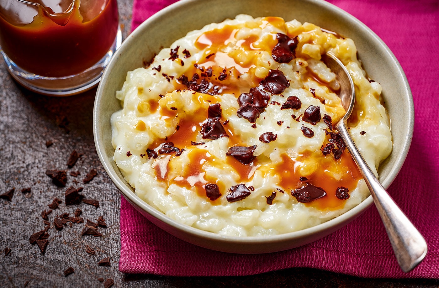 Rice pudding with whisky caramel