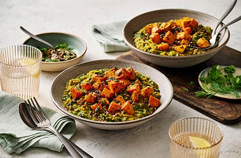Image of "Anjula Devi's red lentils with sweet potatoes and seeds"