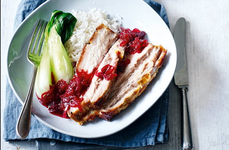 Image of "Roast pork belly with spiced plum sauce"