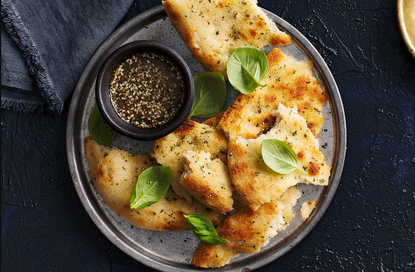 Za’atar and olive oil dip with focaccia