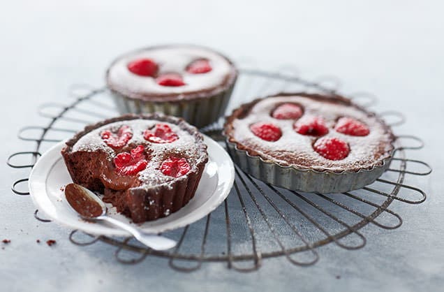 Chocolate mousse raspberry tartlets