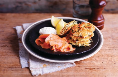 Image of "Chive and shallot latkes"