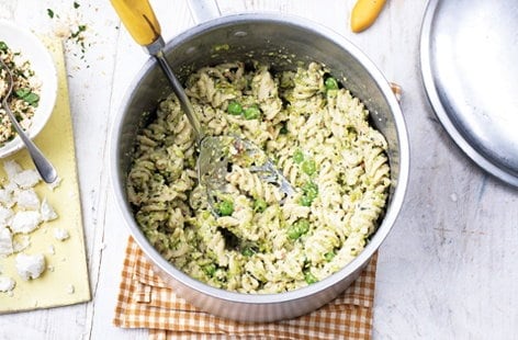 Image of "Pea and almond pesto fusilli"