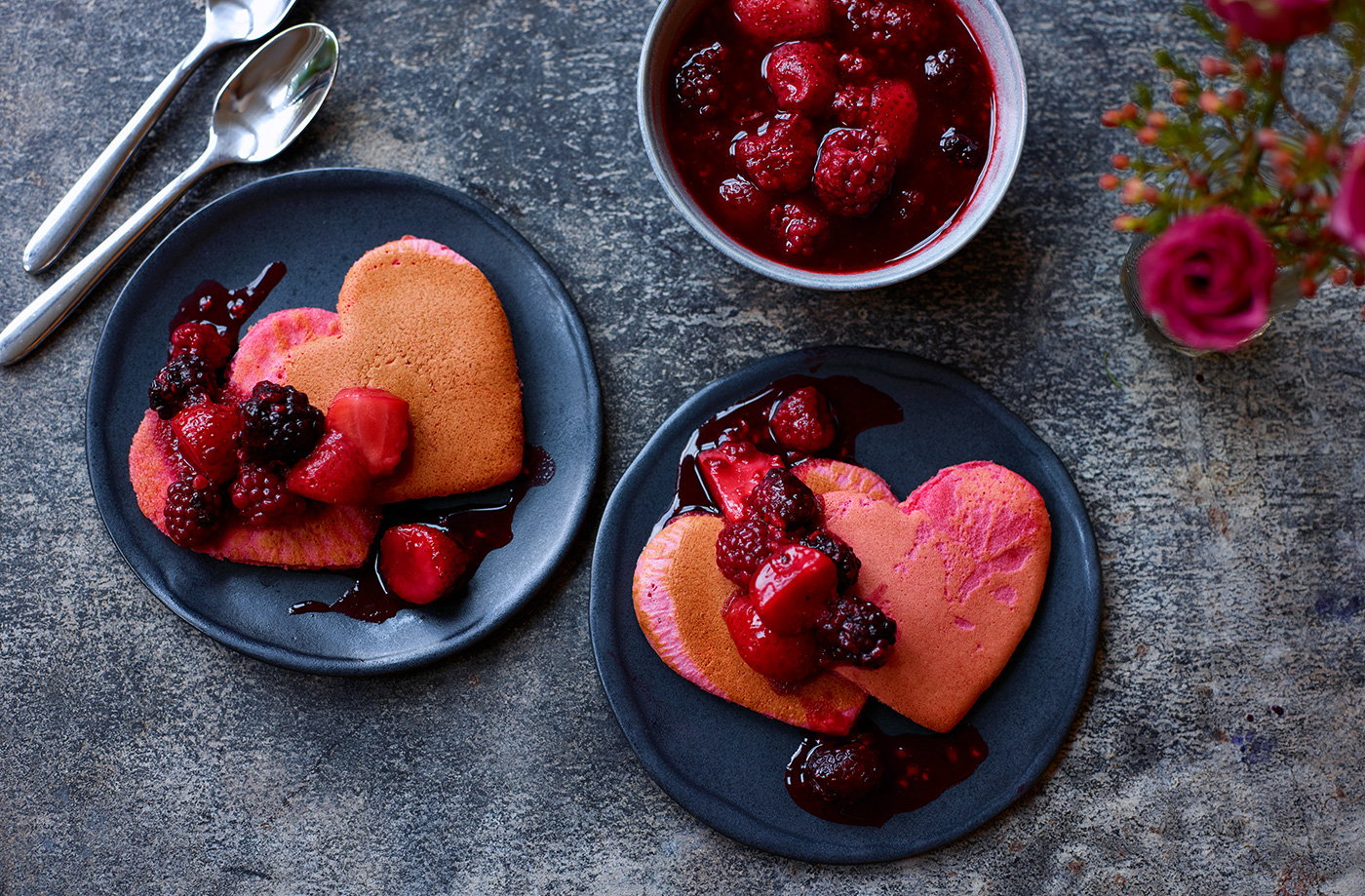 Valentine's Day heart-shaped pancakes