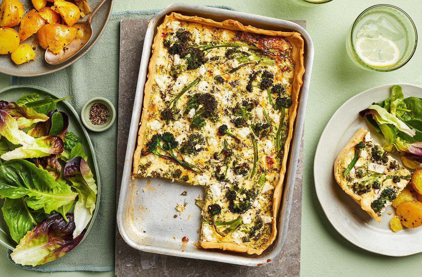 Broccoli and feta quiche