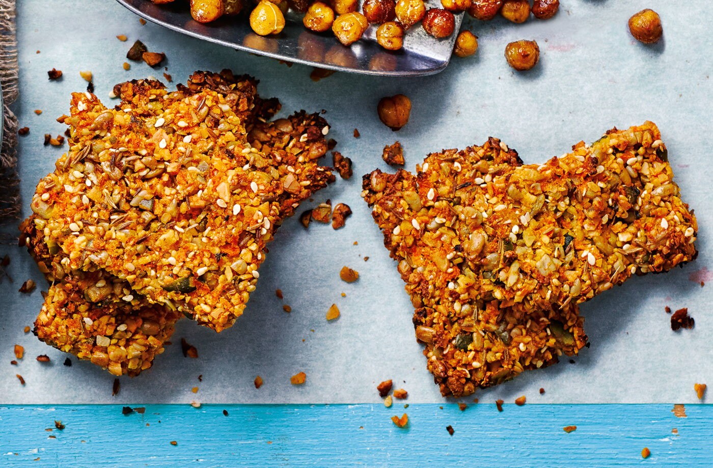 Carrot and mixed seed crispbreads