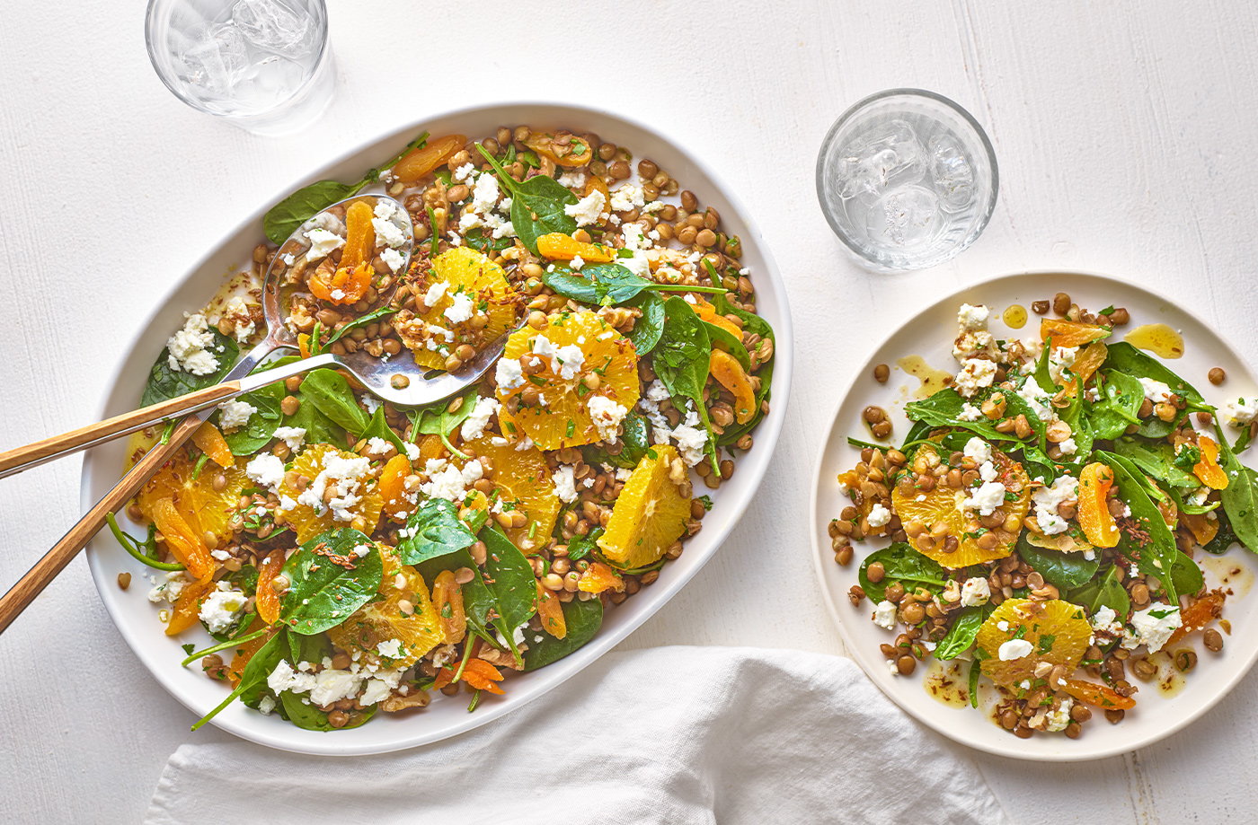 Spiced lentil and spinach salad