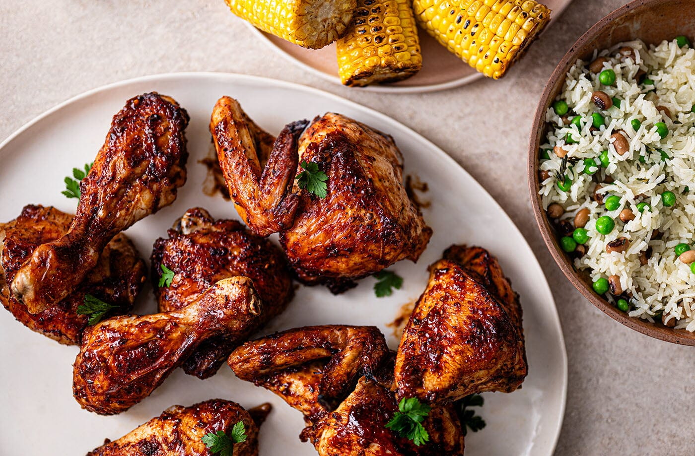 Jerk chicken with coconut rice
