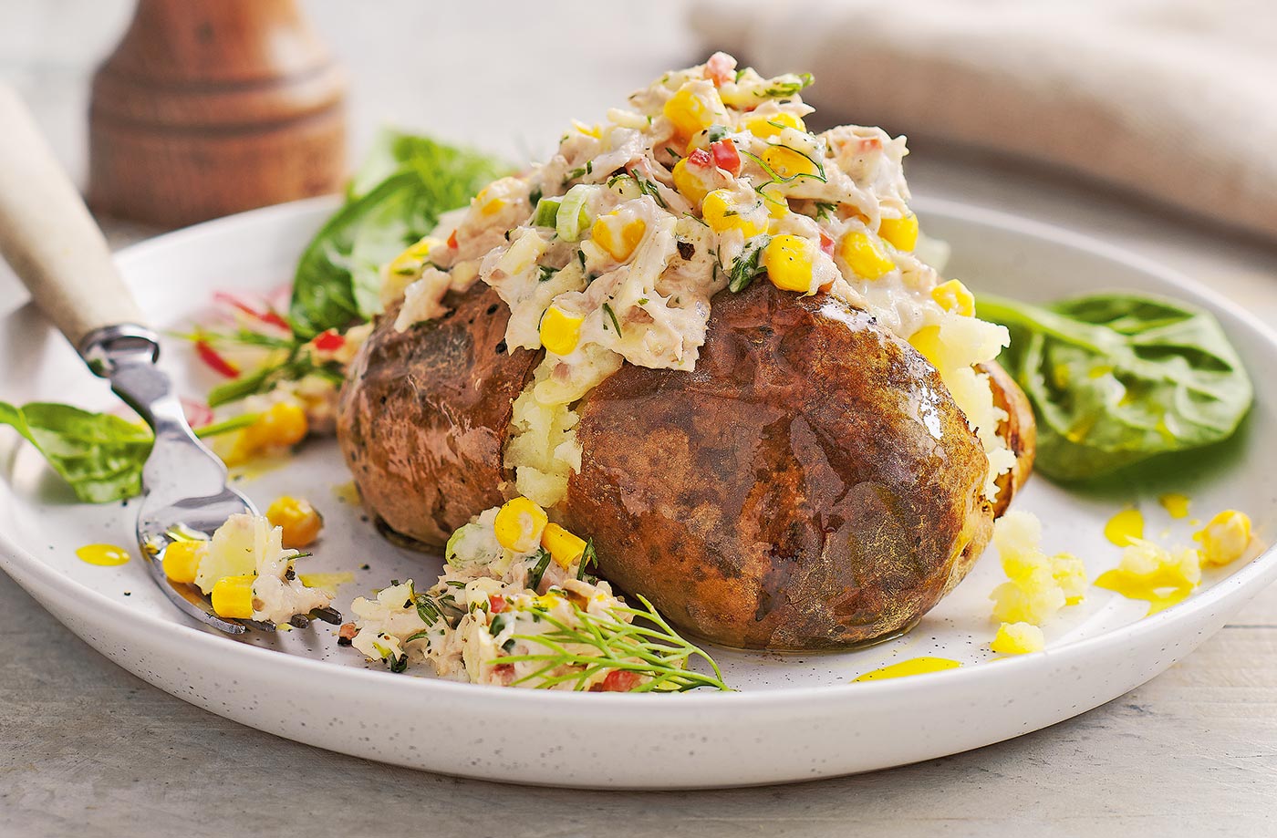Tuna and sweetcorn jacket potatoes