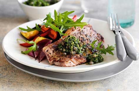 Seared peppered beef steak