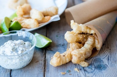Image of "Shaun Rankin’s crispy fish fingers in lemonade batter"