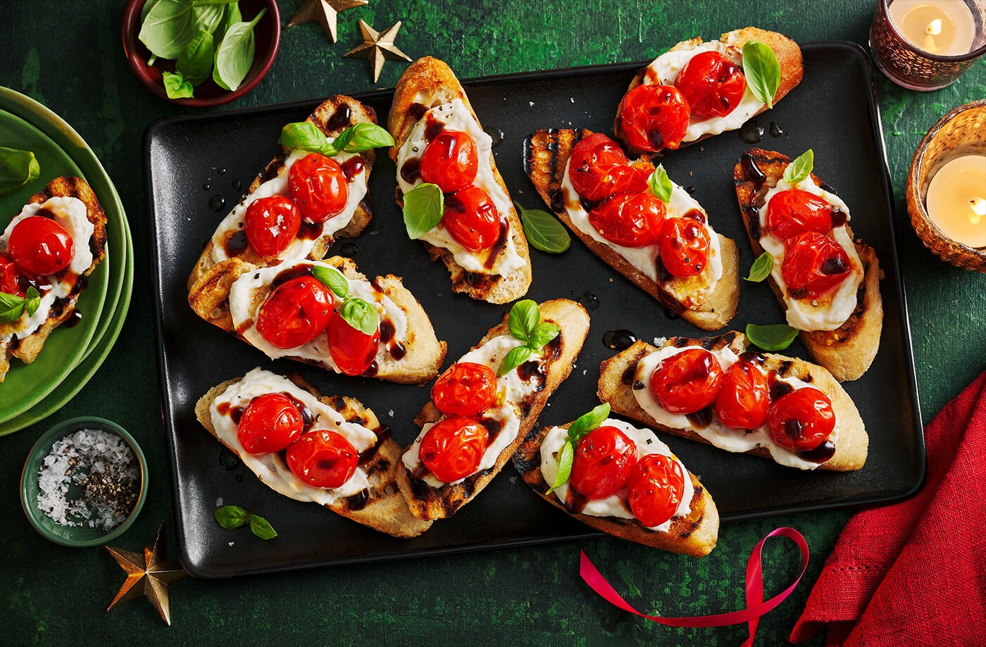 Garlic ricotta and tomato bruschetta