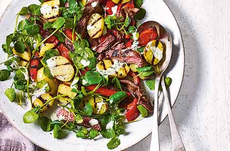 Image of "Peppered steak and potato salad"