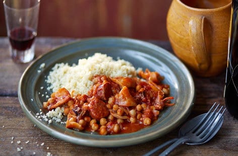 Image of "Squid, chickpea and chorizo stew"