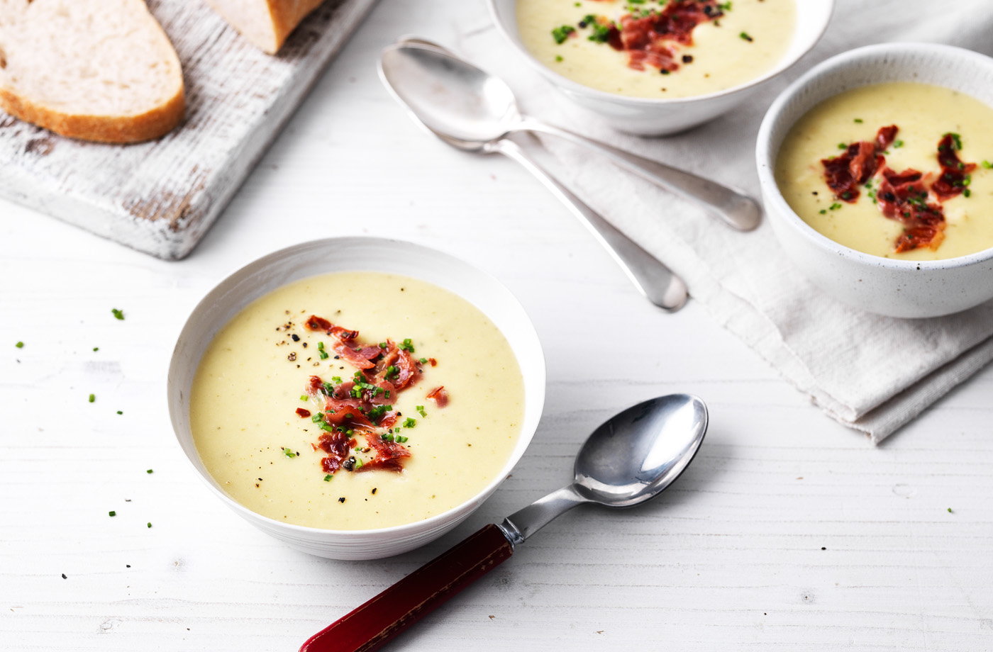 Leek, potato and rosemary soup
