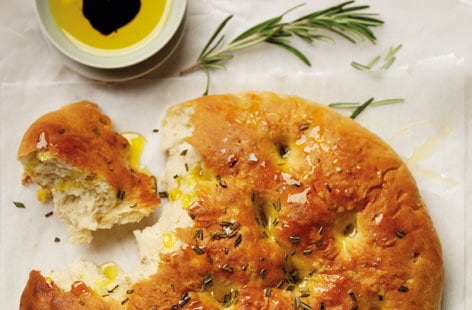 Image of "Garlic and rosemary focaccia style bread"
