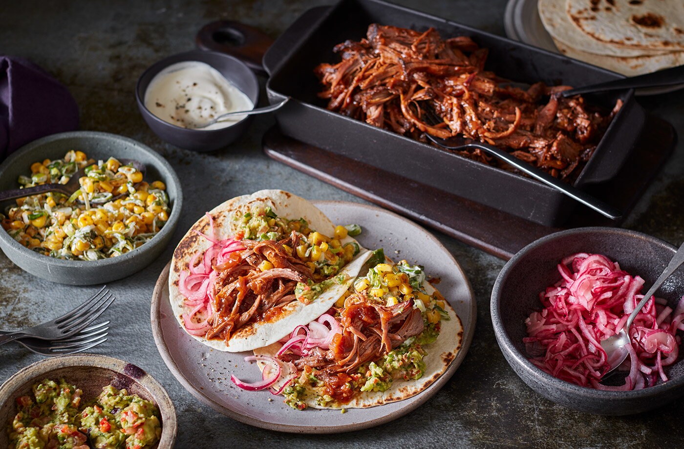 Sticky brisket tacos