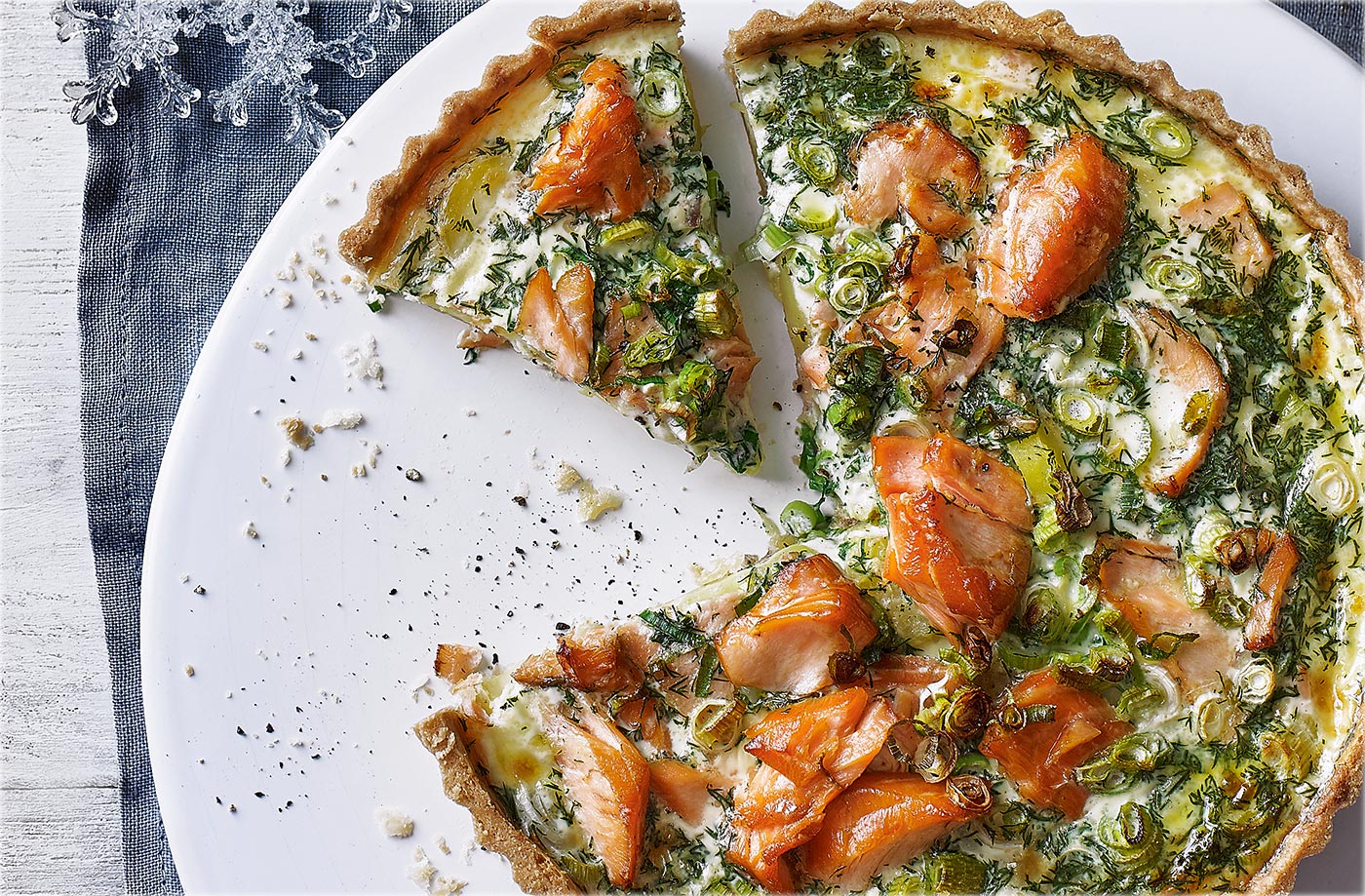 Smoked salmon and potato tart