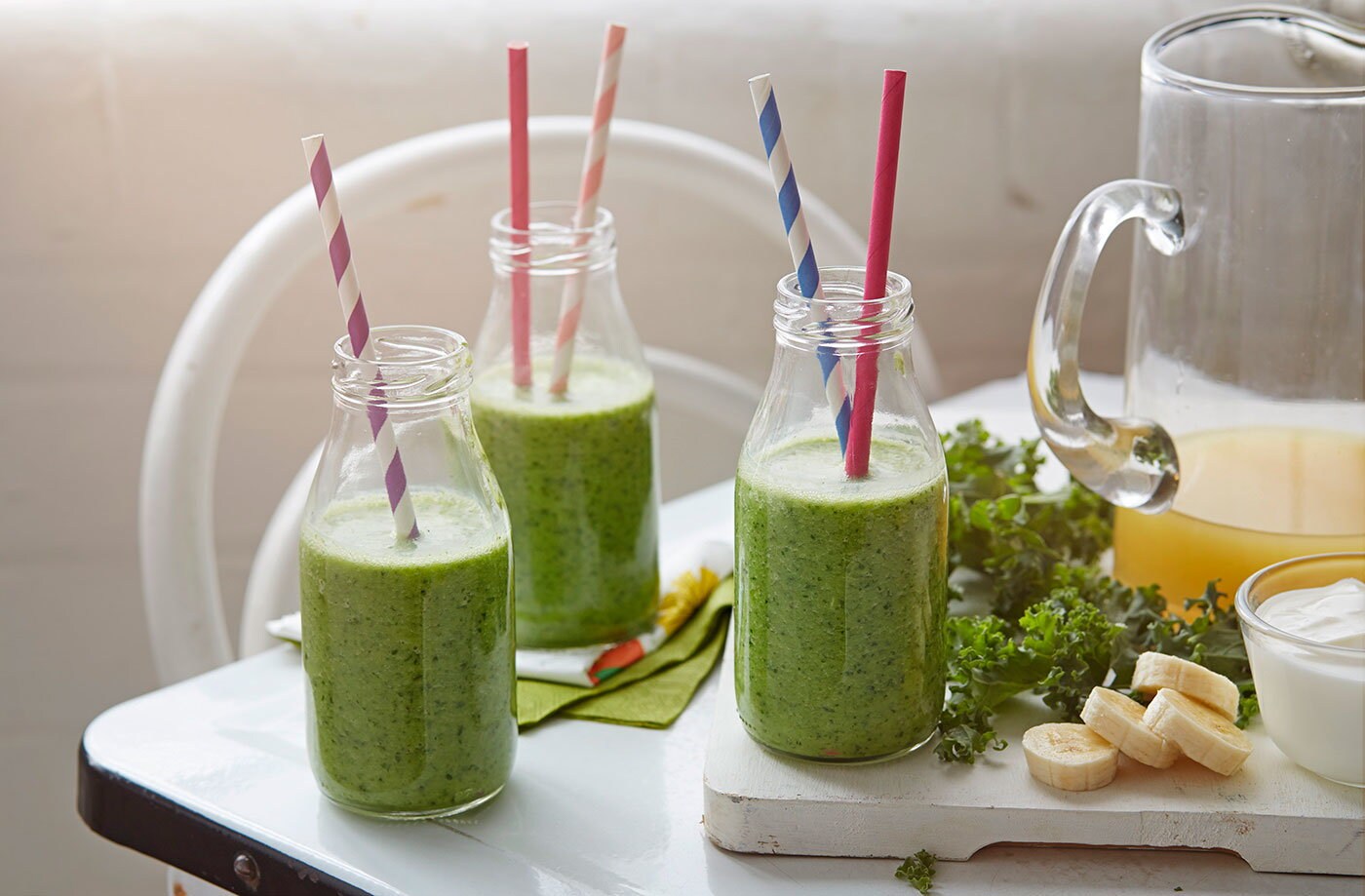 Tropical green breakfast smoothie