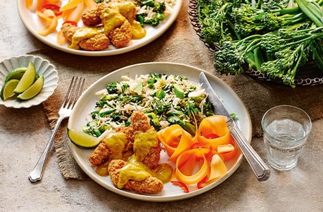 Image of "Tenderstem broccoli fried rice with katsu chicken"