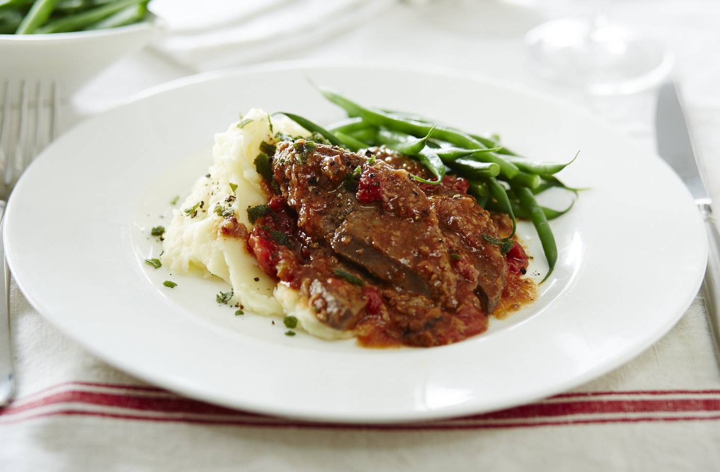 Liver and onion casserole with pancetta