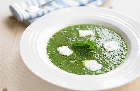 Image of "Minted pea and goat's cheese soup"
