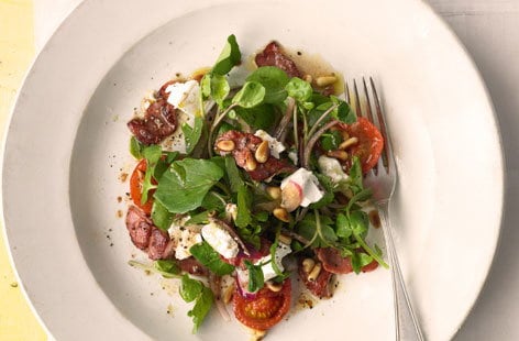 Image of "Watercress, roasted tomato, feta and bacon salad"