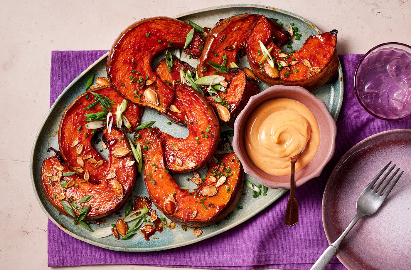 Gochujang pumpkin wedges