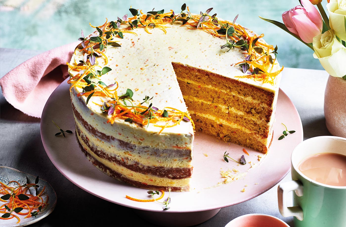 Orange, olive oil and thyme cake