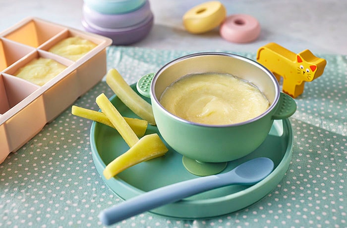 Potato and parsnip purée and finger food