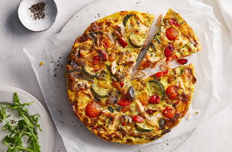 Image of "Vegetable and salmon frittata"